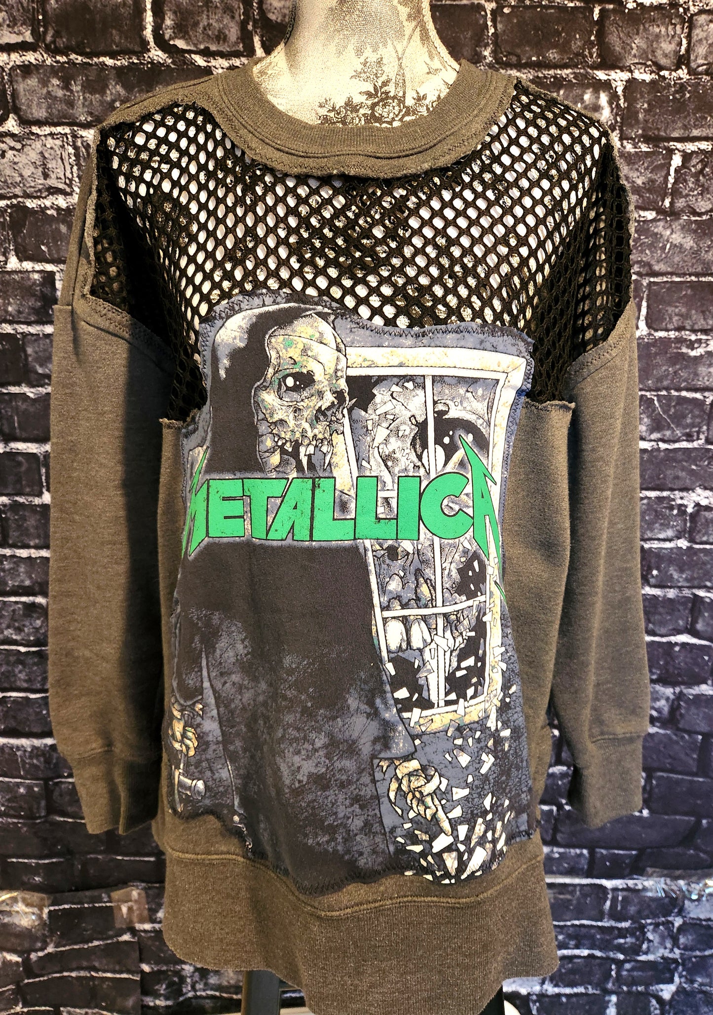 Womens reworked Metallica with mesh sweatshirt- size XL