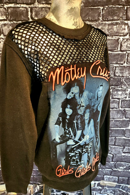 Womens Motley Crue reworked sweatshirt with mesh- size Med