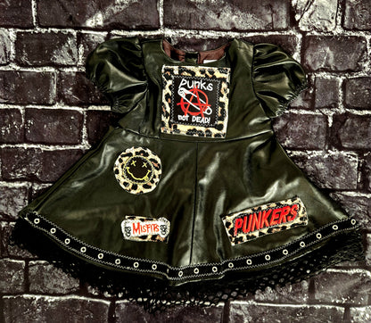 Baby girl faux leather Punk Rock dress- size 6-12 months