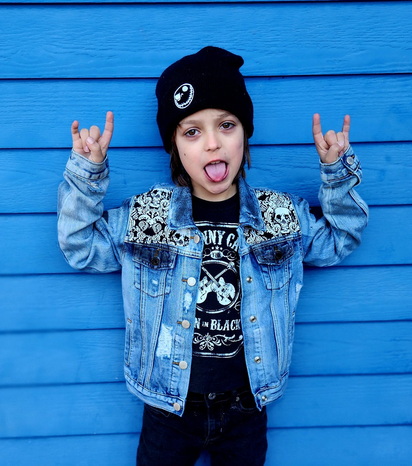 KIDS reworked denim Rock n roll jacket- size 6/7 years