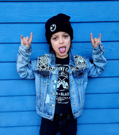 KIDS reworked denim Rock n roll jacket- size 6/7 years