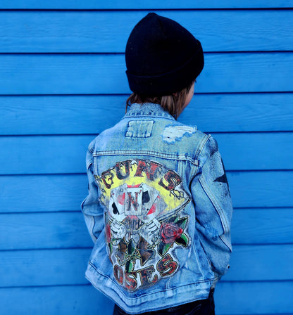 KIDS reworked denim Rock n roll jacket- size 6/7 years