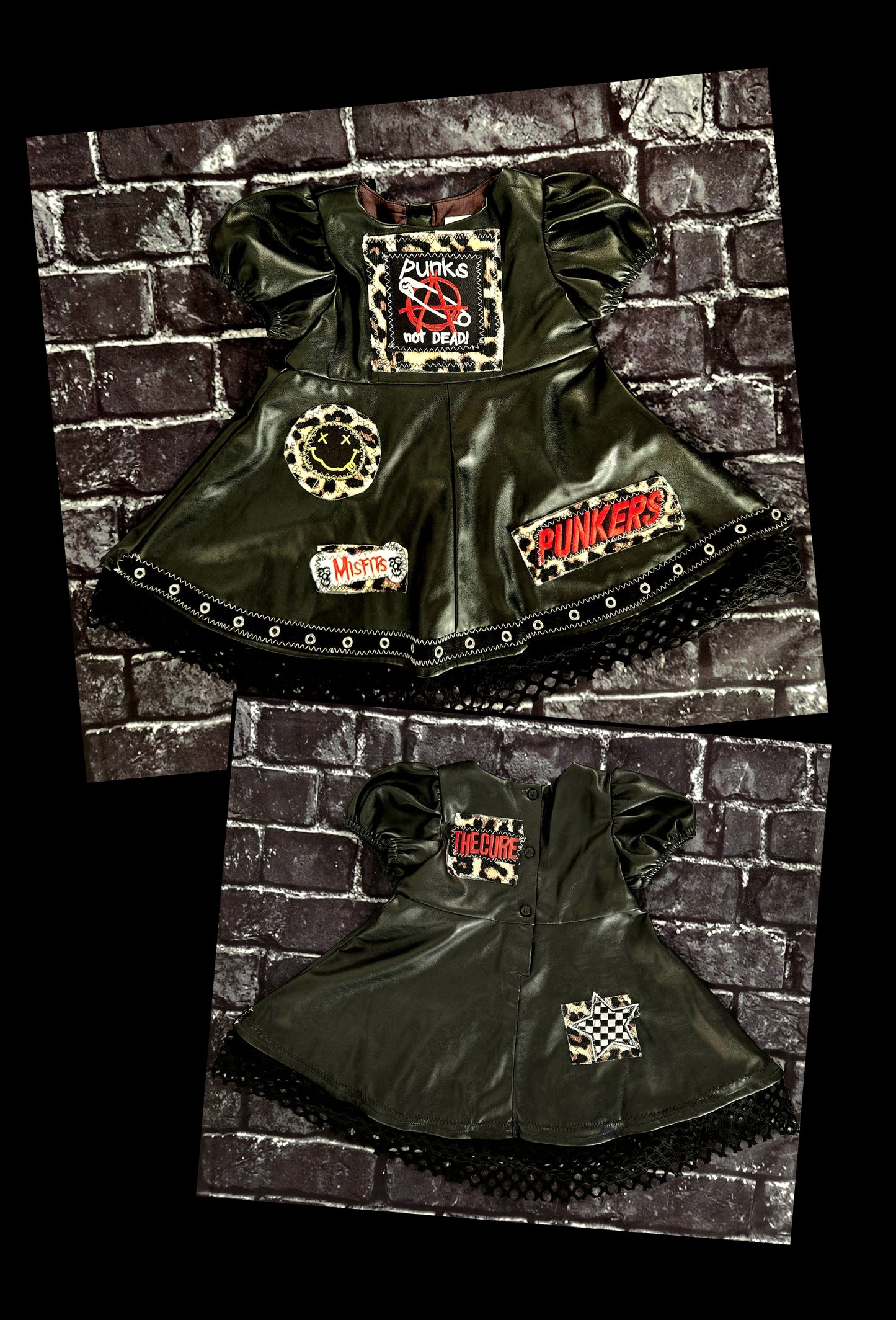 Baby girl faux leather Punk Rock dress- size 6-12 months