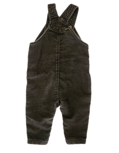 Baby black denim ROCK overalls- size 12-18 months