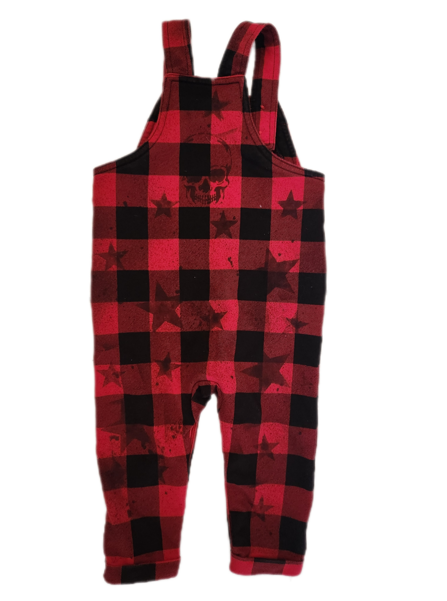 Baby plaid PUNK rock overalls- size 12-18 mos