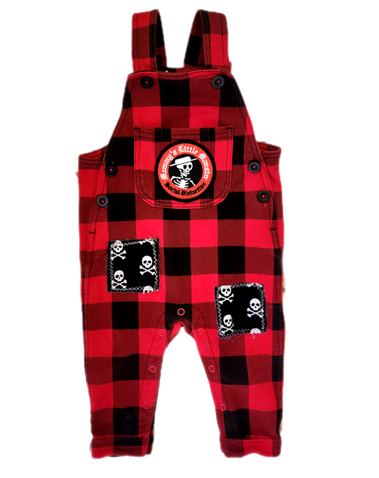 BABY plaid PUNK rock overalls- size 6-12 months