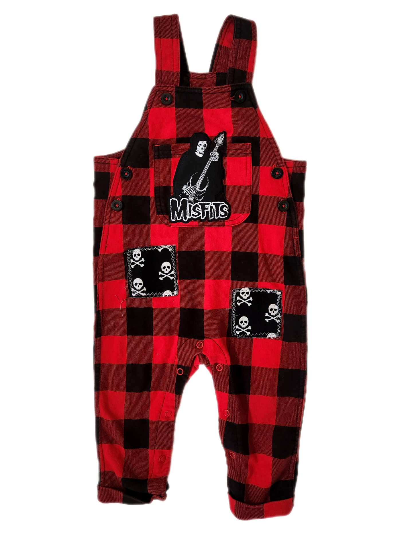 Baby plaid PUNK rock overalls- size 12-18 months