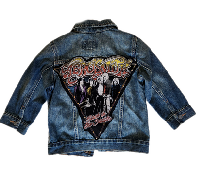 Toddler reworked denim Aerosmith jacket- size 3T