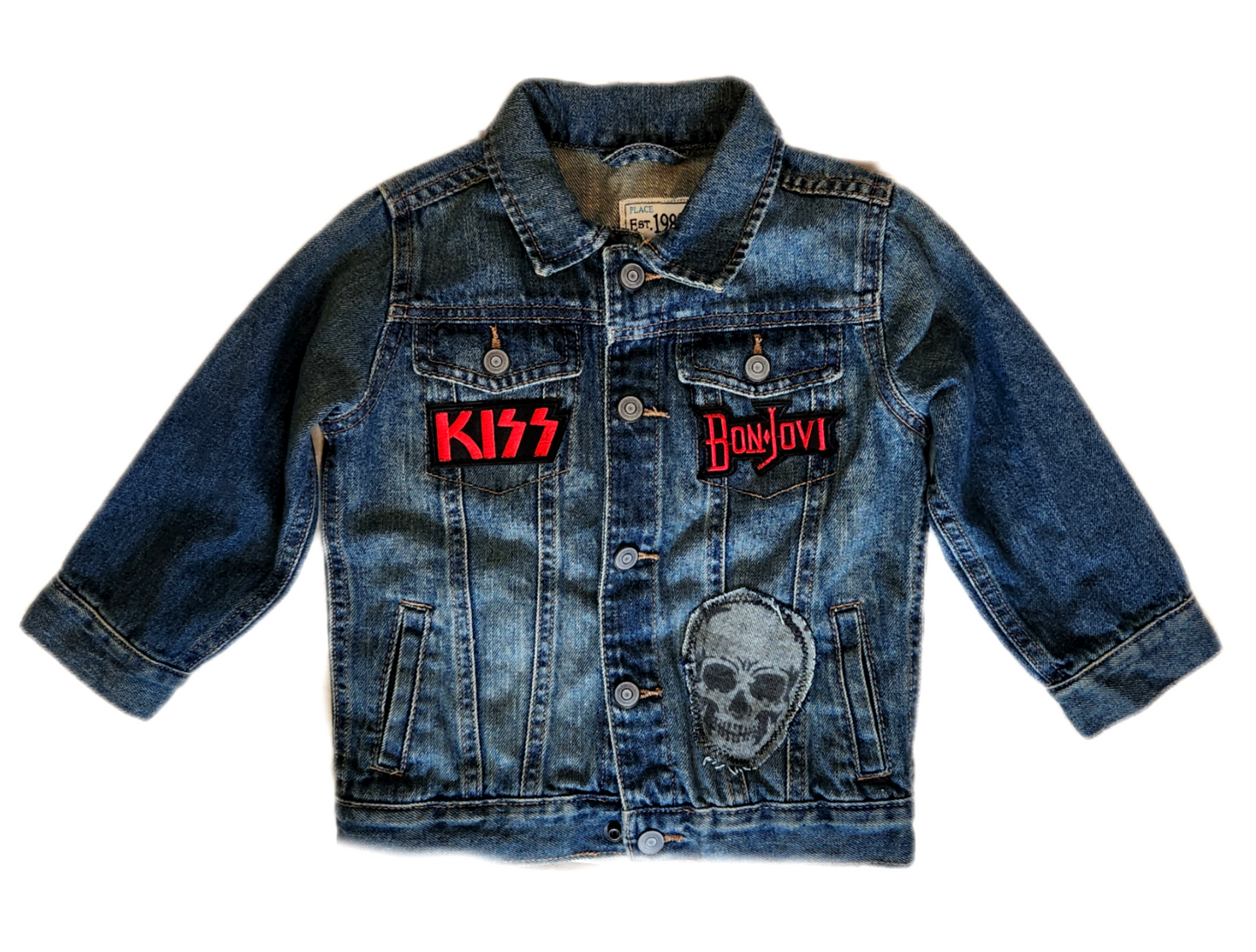 Toddler reworked denim Aerosmith jacket- size 3T