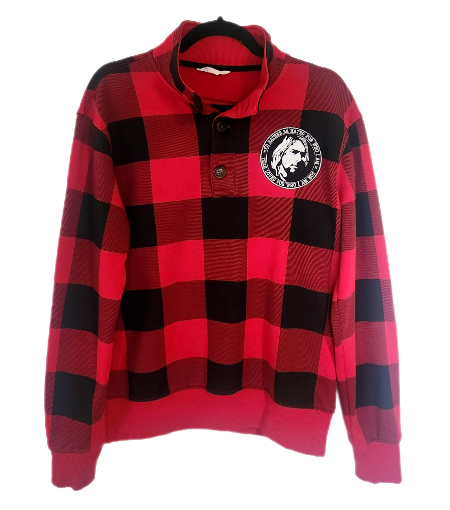 Gender neutrel plaid Grunge rock pullover- Mens Small