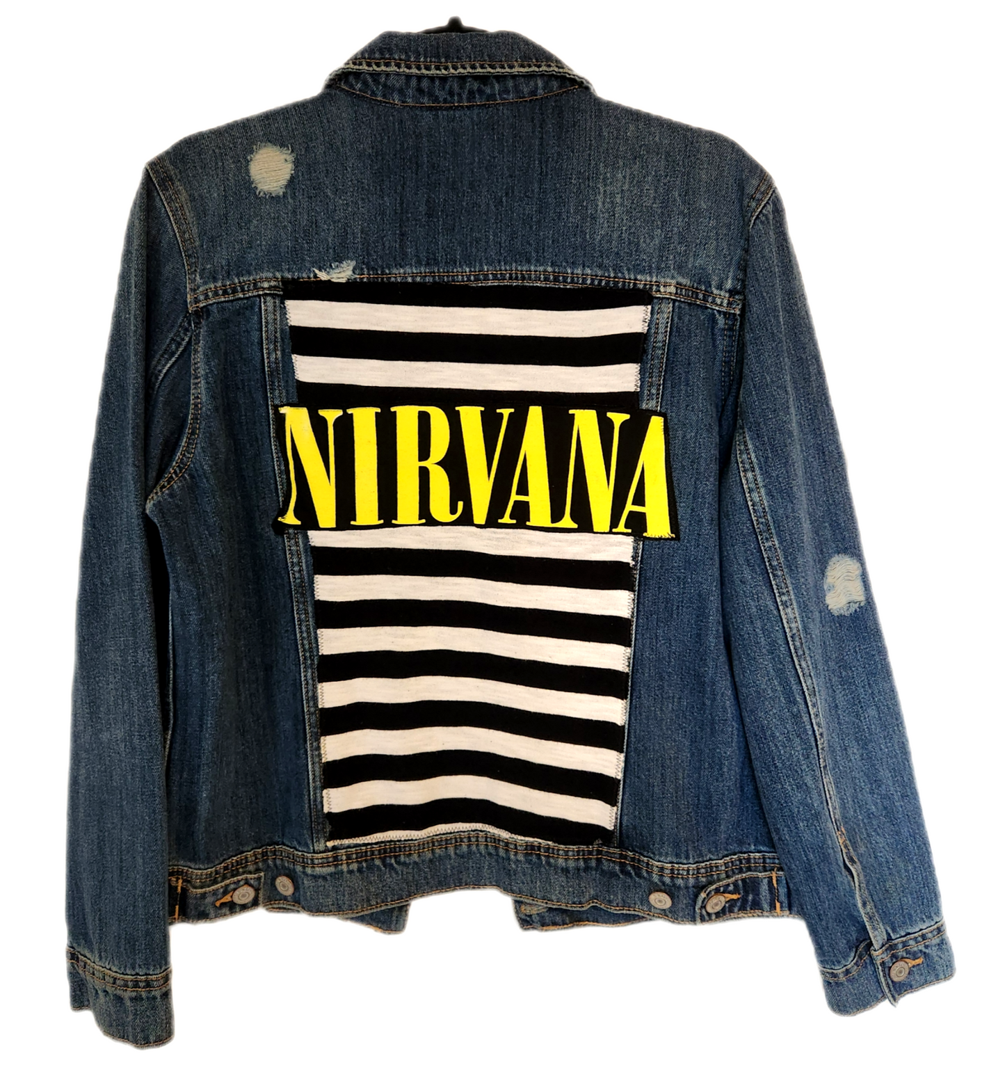 Womens denim Grunge Rock jacket- size Large