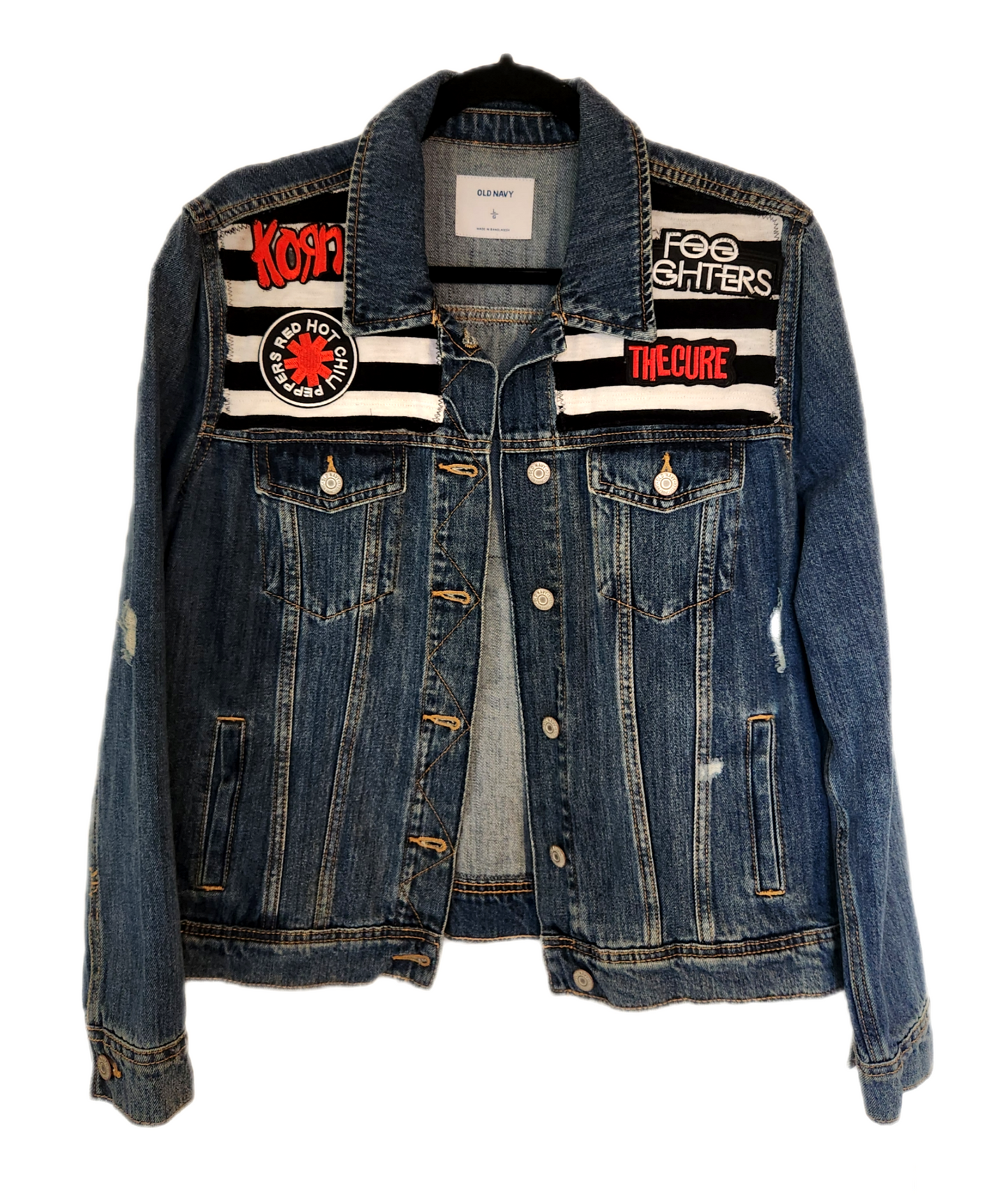 Womens denim Grunge Rock jacket- size Large