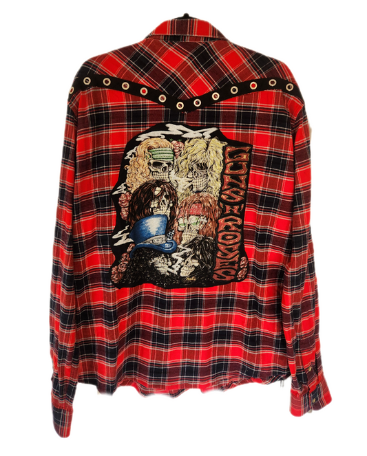 Mens reworked Rock flannel with GNR- size XL