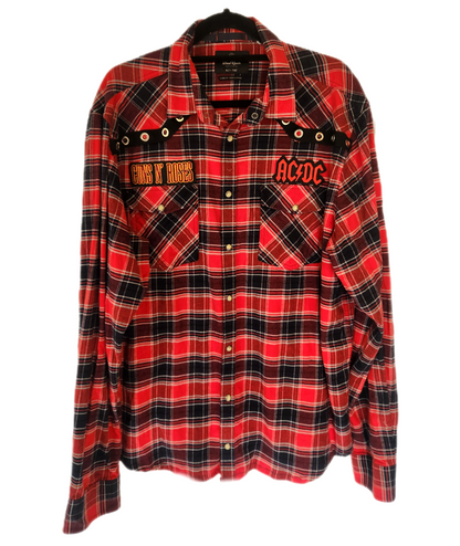 Mens reworked Rock flannel with GNR- size XL