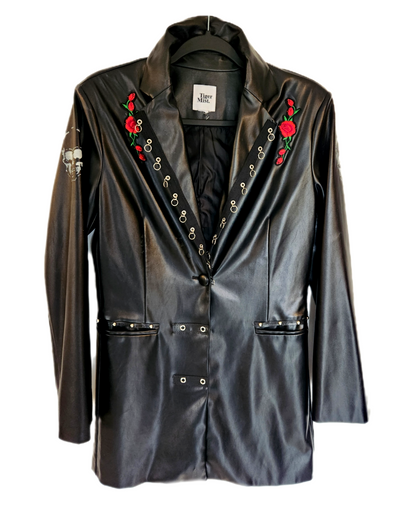 Womens vegan leather Goth Rock blazer jacket- size Small