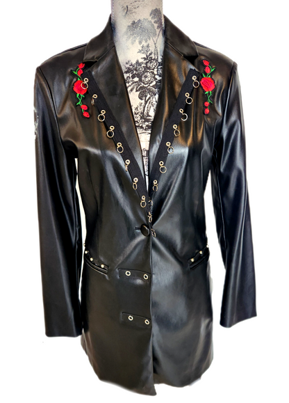 Womens vegan leather Goth Rock blazer jacket- size Small