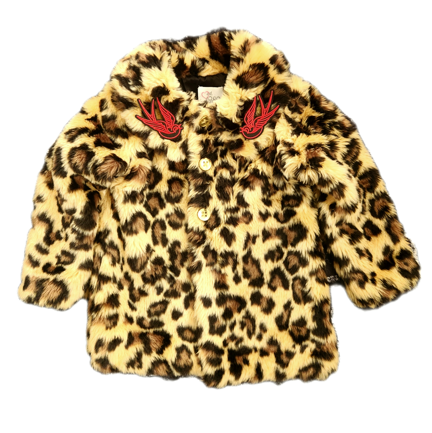 Toddler Girls leopard faux fur Punk rock jacket- size 3T