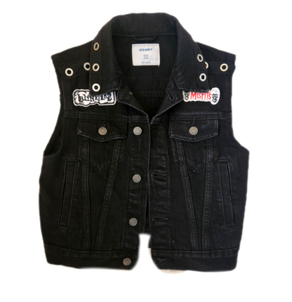 KIDS black denim Punk rock vest- size 6-7 years