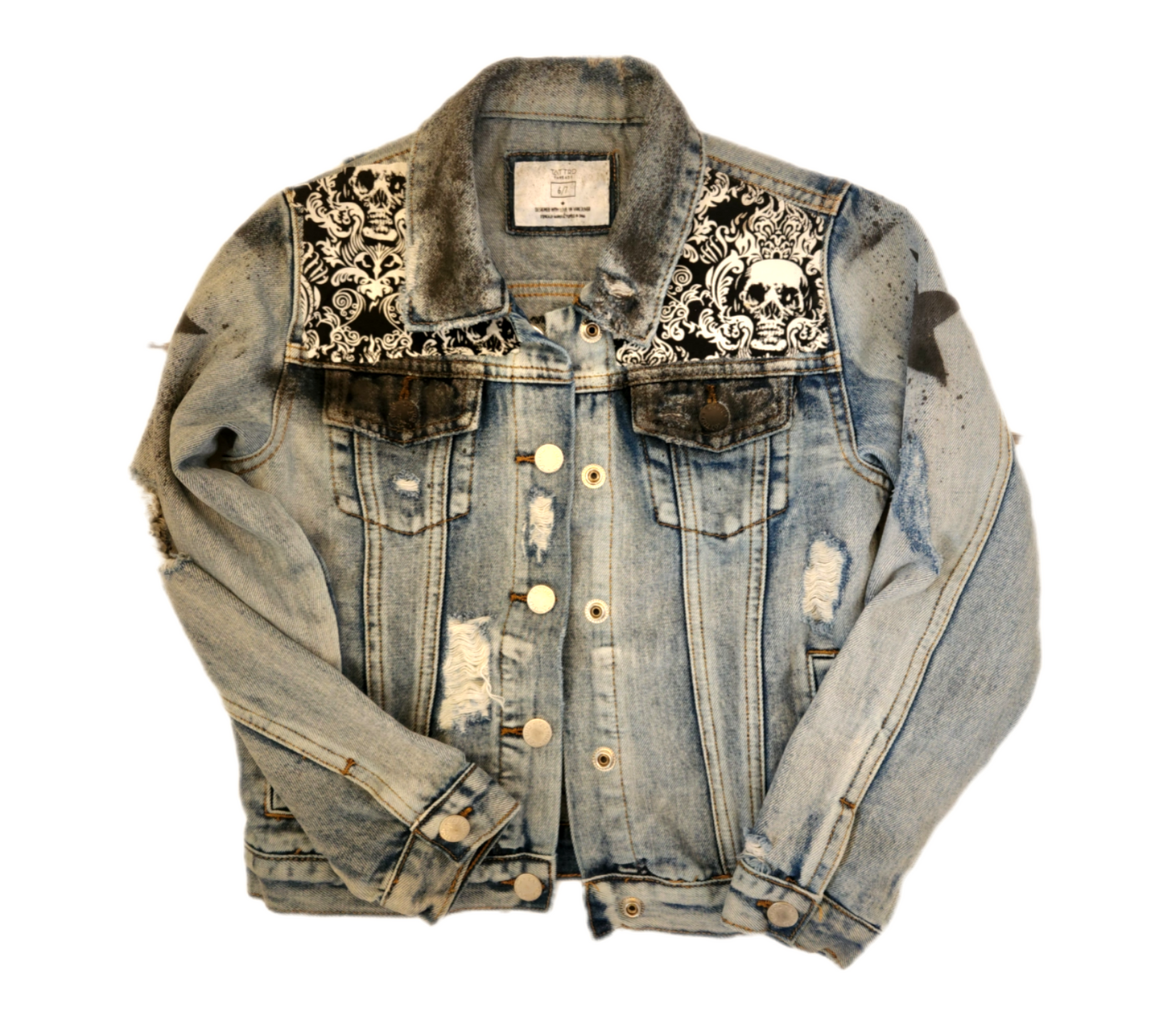 KIDS reworked denim Rock n roll jacket- size 6/7 years