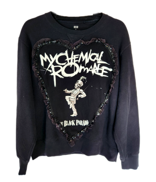 Womens Goth Rock Heart lace MCR sweater- size Medium