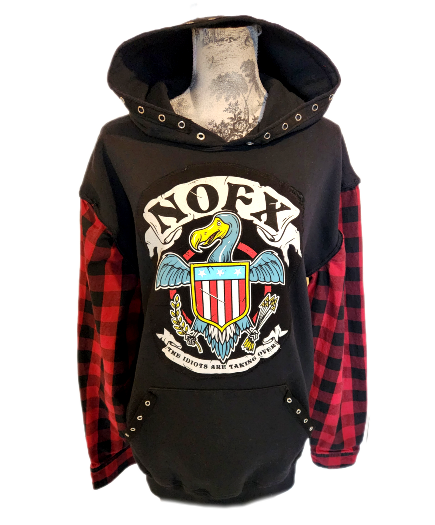 Mens/ ADULT reworked hoodie with NOFX patch- mens Medium