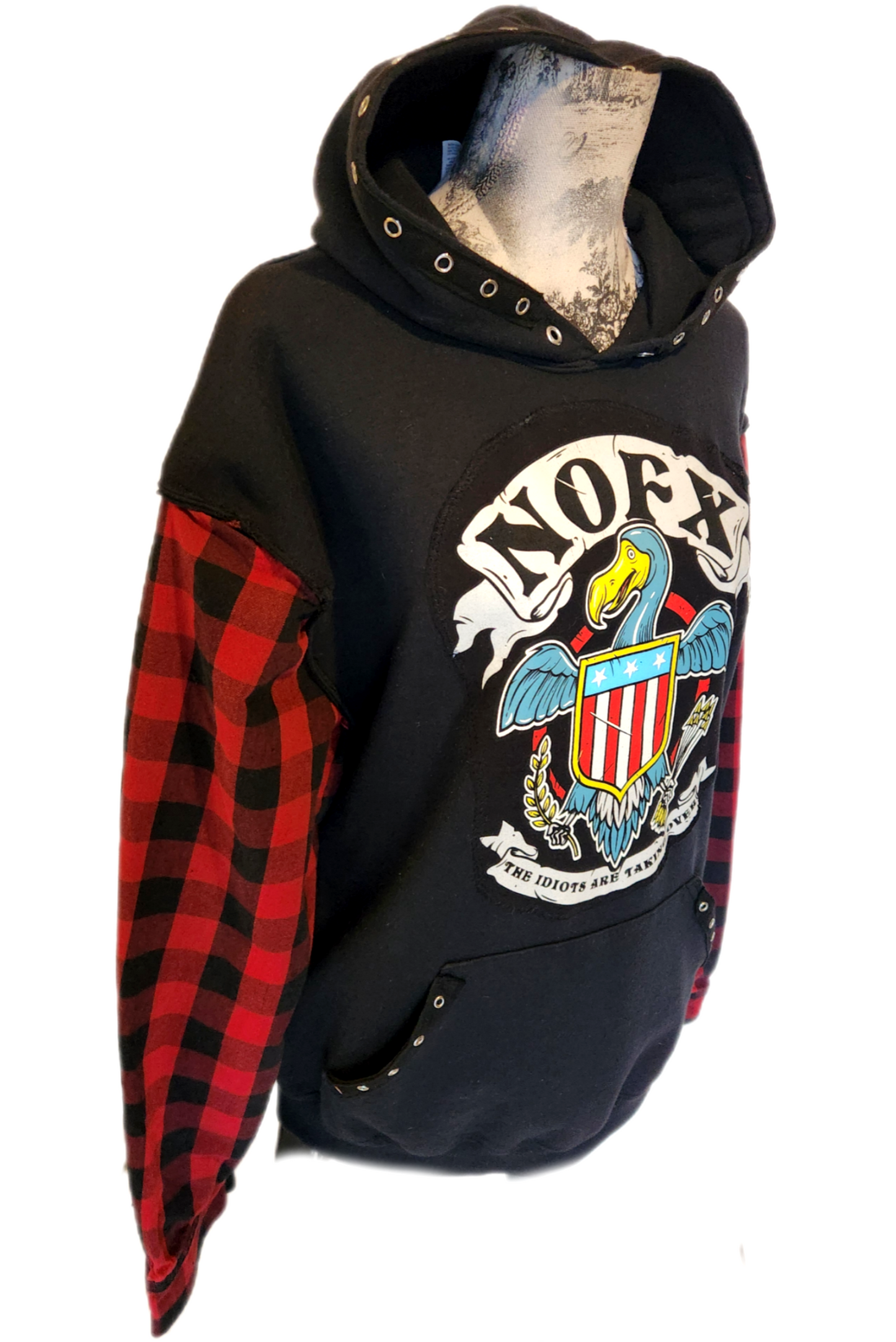 Mens/ ADULT reworked hoodie with NOFX patch- mens Medium