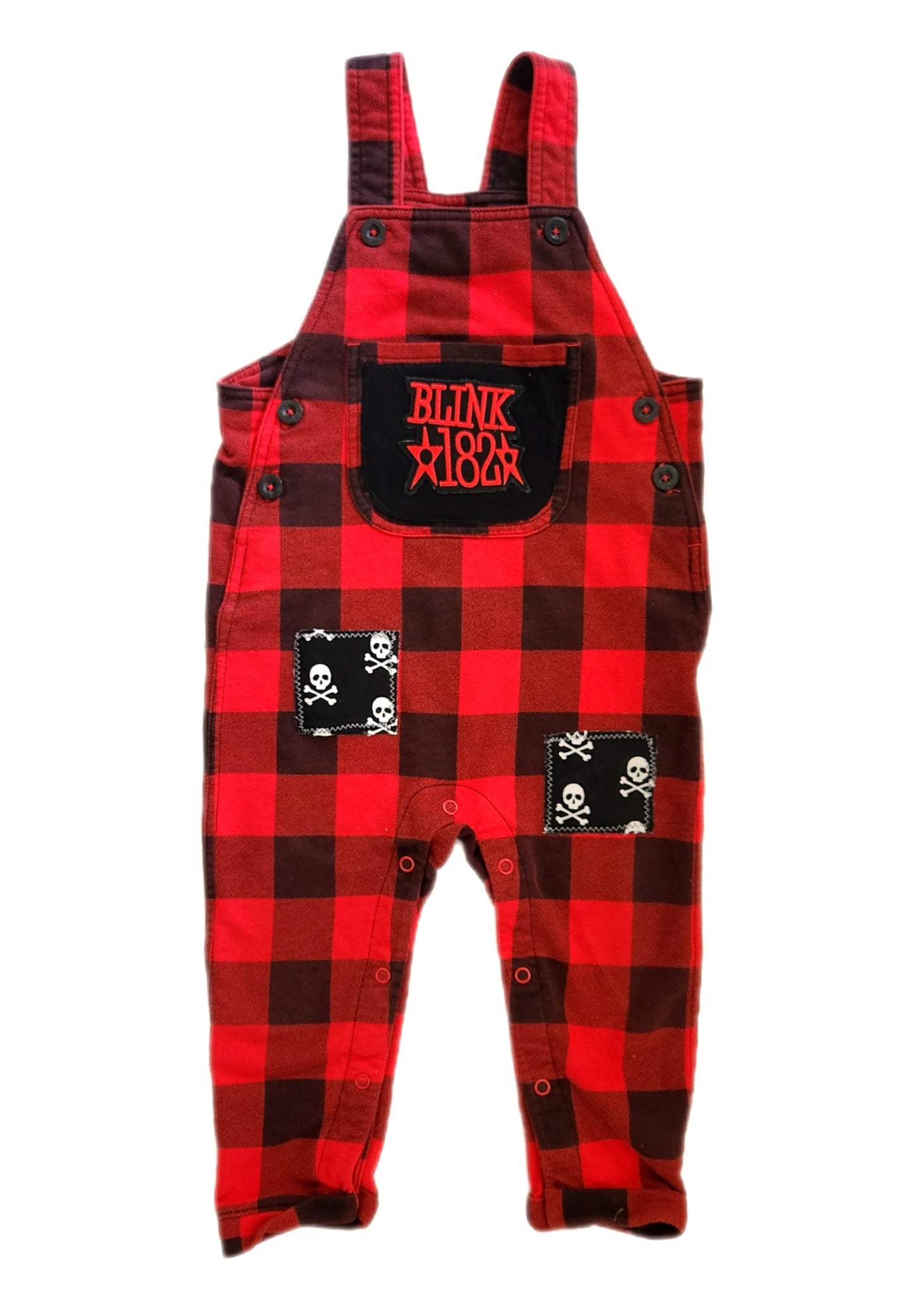 Toddler punk plaid overalls- size 18-24 mos