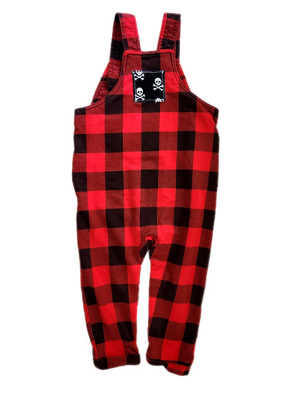 Toddler punk plaid overalls- size 18-24 mos