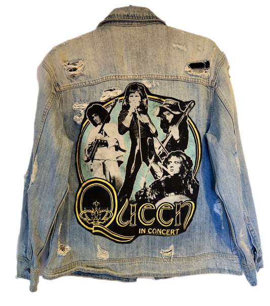 Gender Neutrel denim ROCK jacket- men's small/ women's Large