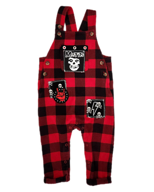 Toddler punk plaid overalls- size 18-24 mos